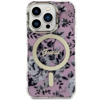 Guess GUHMP14LHCFWSP iPhone 14 Pro 6,1" růžové/růžové pevné pouzdro Flower MagSafe