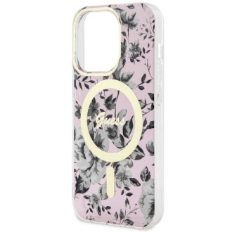 Guess GUHMP14LHCFWSP iPhone 14 Pro 6,1" růžové/růžové pevné pouzdro Flower MagSafe