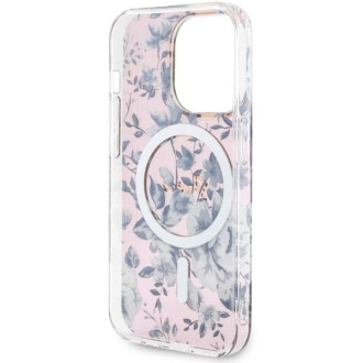 Guess GUHMP14LHCFWSP iPhone 14 Pro 6,1" růžové/růžové pevné pouzdro Flower MagSafe