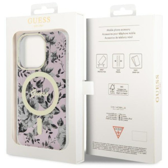 Guess GUHMP14LHCFWSP iPhone 14 Pro 6,1" růžové/růžové pevné pouzdro Flower MagSafe