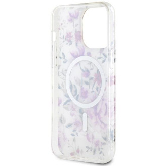 Guess GUHMP14LHCFWST iPhone 14 Pro 6,1" průhledný pevný obal Flower MagSafe