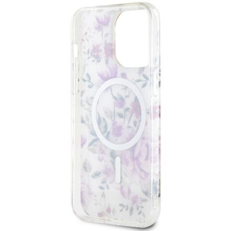 Guess GUHMP14LHCFWST iPhone 14 Pro 6,1" průhledný pevný obal Flower MagSafe