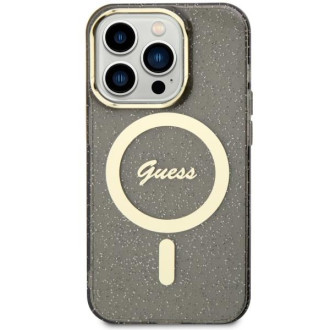 Guess GUHMP14LHCMCGK iPhone 14 Pro 6,1" černo/černé pevné pouzdro Glitter Gold MagSafe