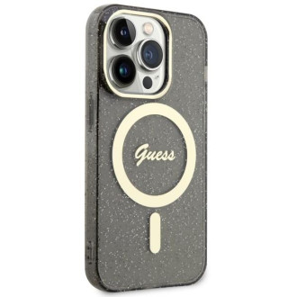 Guess GUHMP14LHCMCGK iPhone 14 Pro 6,1" černo/černé pevné pouzdro Glitter Gold MagSafe