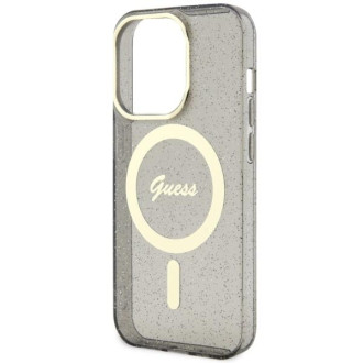 Guess GUHMP14LHCMCGK iPhone 14 Pro 6,1" černo/černé pevné pouzdro Glitter Gold MagSafe