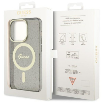 Guess GUHMP14LHCMCGK iPhone 14 Pro 6,1" černo/černé pevné pouzdro Glitter Gold MagSafe