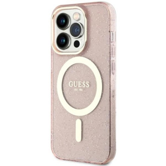 Guess GUHMP14LHCMCGP iPhone 14 Pro 6,1" růžové/růžové pevné pouzdro Glitter Gold MagSafe