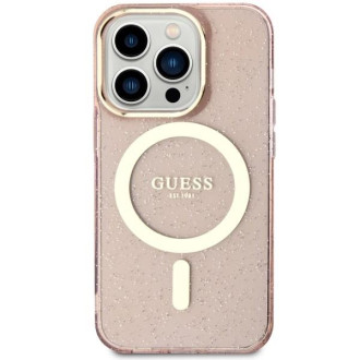 Guess GUHMP14LHCMCGP iPhone 14 Pro 6,1" růžové/růžové pevné pouzdro Glitter Gold MagSafe