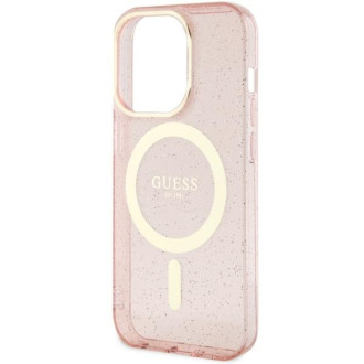 Guess GUHMP14LHCMCGP iPhone 14 Pro 6,1" růžové/růžové pevné pouzdro Glitter Gold MagSafe