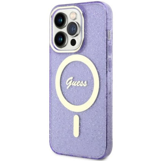 Guess GUHMP14LHCMCGU iPhone 14 Pro 6,1" fialový/fialový pevný obal Glitter Gold MagSafe