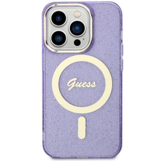 Guess GUHMP14LHCMCGU iPhone 14 Pro 6,1" fialový/fialový pevný obal Glitter Gold MagSafe