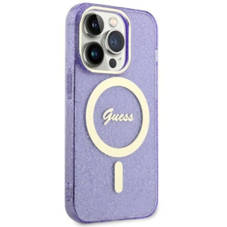 Guess GUHMP14LHCMCGU iPhone 14 Pro 6,1" fialový/fialový pevný obal Glitter Gold MagSafe