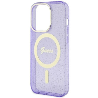 Guess GUHMP14LHCMCGU iPhone 14 Pro 6,1" fialový/fialový pevný obal Glitter Gold MagSafe