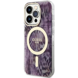 Guess GUHMP14LHLEOPWP iPhone 14 Pro 6,1" růžový/růžový pevný obal Leopard MagSafe