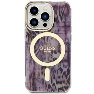 Guess GUHMP14LHLEOPWP iPhone 14 Pro 6,1" růžový/růžový pevný obal Leopard MagSafe