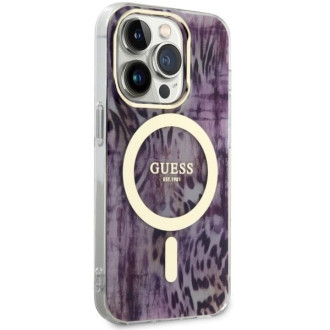 Guess GUHMP14LHLEOPWP iPhone 14 Pro 6,1" růžový/růžový pevný obal Leopard MagSafe