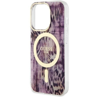 Guess GUHMP14LHLEOPWP iPhone 14 Pro 6,1" růžový/růžový pevný obal Leopard MagSafe