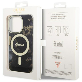 Guess GUHMP14LHTMRSK iPhone 14 Pro 6,1" černo/černý pevný obal Golden Marble MagSafe