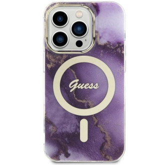 Guess GUHMP14LHTMRSU iPhone 14 Pro 6,1" fialový/fialový pevný obal Golden Marble MagSafe