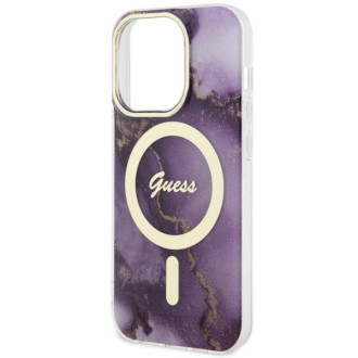 Guess GUHMP14LHTMRSU iPhone 14 Pro 6,1" fialový/fialový pevný obal Golden Marble MagSafe