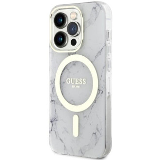 Guess GUHMP14LPCUMAH iPhone 14 Pro 6,1" bílý/bílý pevný obal Marble MagSafe