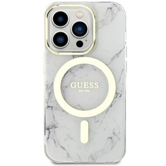 Guess GUHMP14LPCUMAH iPhone 14 Pro 6,1" bílý/bílý pevný obal Marble MagSafe