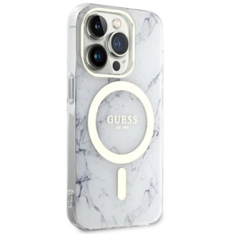 Guess GUHMP14LPCUMAH iPhone 14 Pro 6,1" bílý/bílý pevný obal Marble MagSafe