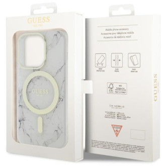 Guess GUHMP14LPCUMAH iPhone 14 Pro 6,1" bílý/bílý pevný obal Marble MagSafe