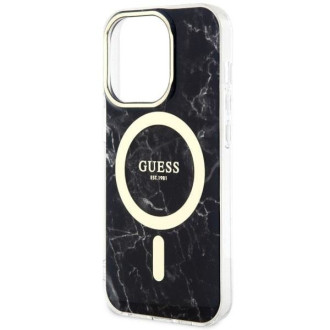 Guess GUHMP14LPCUMAK iPhone 14 Pro 6,1" černo/černé pevné pouzdro Marble MagSafe