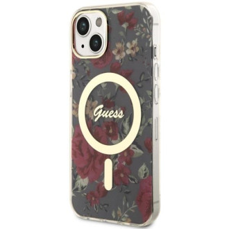 Guess GUHMP14MHCFWSA iPhone 14 Plus 6,7" zelený/khaki pevný obal Flower MagSafe