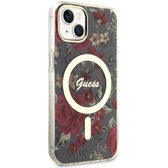 Guess GUHMP14MHCFWSA iPhone 14 Plus 6,7" zelený/khaki pevný obal Flower MagSafe