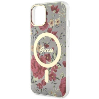 Guess GUHMP14MHCFWSA iPhone 14 Plus 6,7" zelený/khaki pevný obal Flower MagSafe