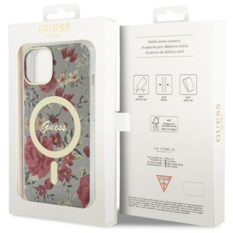 Guess GUHMP14MHCFWSA iPhone 14 Plus 6,7" zelený/khaki pevný obal Flower MagSafe