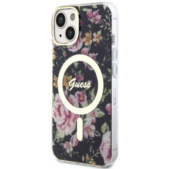 Guess GUHMP14MHCFWSK iPhone 14 Plus 6,7" černo/černé pevné pouzdro Flower MagSafe