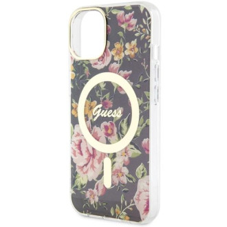 Guess GUHMP14MHCFWSK iPhone 14 Plus 6,7" černo/černé pevné pouzdro Flower MagSafe