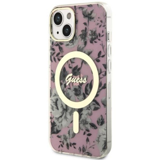 Guess GUHMP14MHCFWSP iPhone 14 Plus 6,7" růžové/růžové pevné pouzdro Flower MagSafe