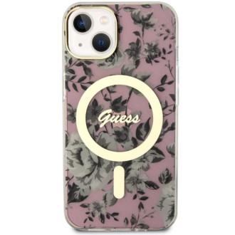 Guess GUHMP14MHCFWSP iPhone 14 Plus 6,7" růžové/růžové pevné pouzdro Flower MagSafe