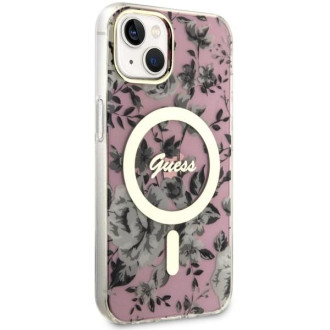 Guess GUHMP14MHCFWSP iPhone 14 Plus 6,7" růžové/růžové pevné pouzdro Flower MagSafe