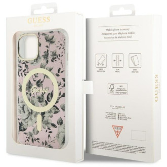 Guess GUHMP14MHCFWSP iPhone 14 Plus 6,7" růžové/růžové pevné pouzdro Flower MagSafe