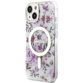 Guess GUHMP14MHCFWST iPhone 14 Plus 6,7" průhledný pevný obal Flower MagSafe