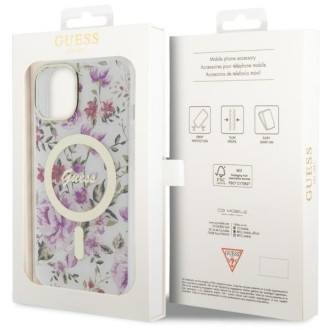 Guess GUHMP14MHCFWST iPhone 14 Plus 6,7" průhledný pevný obal Flower MagSafe