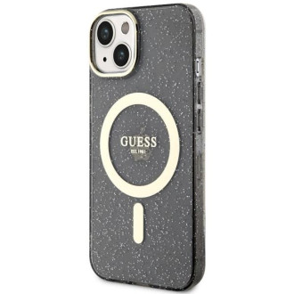Guess GUHMP14MHCMCGK iPhone 14 Plus 6,7" černo/černé pevné pouzdro Glitter Gold MagSafe
