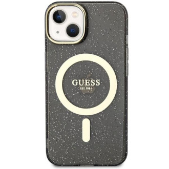 Guess GUHMP14MHCMCGK iPhone 14 Plus 6,7" černo/černé pevné pouzdro Glitter Gold MagSafe