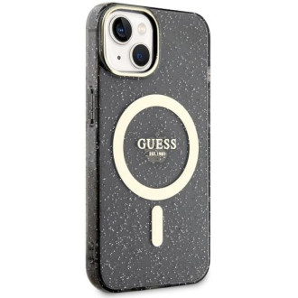 Guess GUHMP14MHCMCGK iPhone 14 Plus 6,7" černo/černé pevné pouzdro Glitter Gold MagSafe