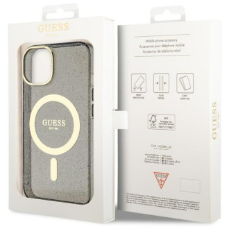 Guess GUHMP14MHCMCGK iPhone 14 Plus 6,7" černo/černé pevné pouzdro Glitter Gold MagSafe