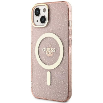 Guess GUHMP14MHCMCGP iPhone 14 Plus 6,7" růžové/růžové pevné pouzdro Glitter Gold MagSafe