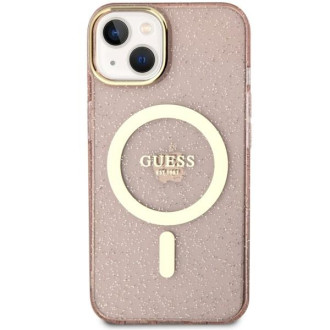 Guess GUHMP14MHCMCGP iPhone 14 Plus 6,7" růžové/růžové pevné pouzdro Glitter Gold MagSafe