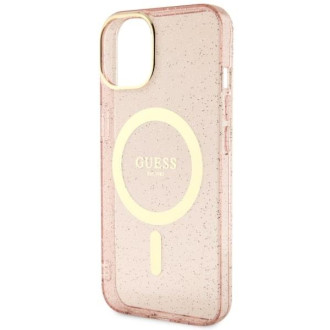 Guess GUHMP14MHCMCGP iPhone 14 Plus 6,7" růžové/růžové pevné pouzdro Glitter Gold MagSafe