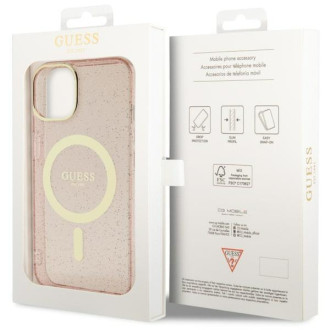 Guess GUHMP14MHCMCGP iPhone 14 Plus 6,7" růžové/růžové pevné pouzdro Glitter Gold MagSafe