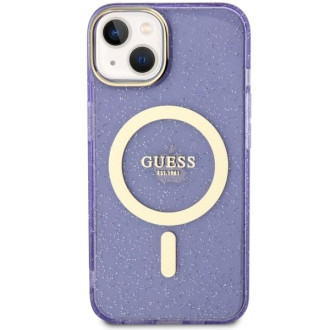 Guess GUHMP14MHCMCGU iPhone 14 Plus 6,7" fialový/fialový pevný obal Glitter Gold MagSafe